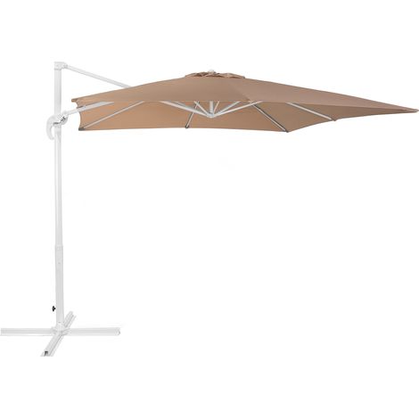 Sombrilla de jardín beige arena con poste de acero 235 cm cantilever resistente a la intemperie con mecanismo de manivela Monza