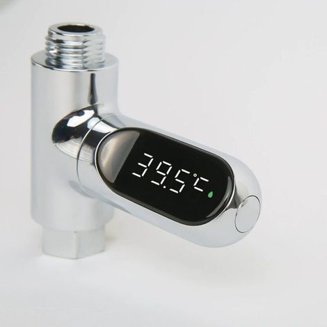 Thermomètre de robinet/douche avec affichage LED, affichage numérique, facile à installer, conversion °C/°F. (1/5)