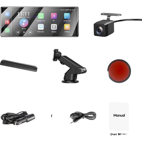 Autoradio, Écran 4K, Dashcam à Double Objectif, 11.3 pouces Carplay (1/2)
