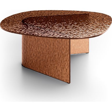 Tavolino da salotto Fold Big - Struttura e top in vetro martellato bronzo, design moderno geometrico quadrato 90x90x35 cm - Artigianale (1/2)