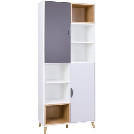 Estantería Domvera 102 , Con puertas, Aglomerado laminado, Número de puertas: 2, Número de cajones: 0, 190x80x40cm