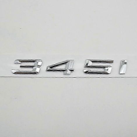 Autocollants logo chromés pour coffre arrière de BMW Série 3 E30 E36 E46 E90 F30 (318i, 323i, 320i, 325i, 328i, 316i, 330i) - Couleur : 345i (1/4)
