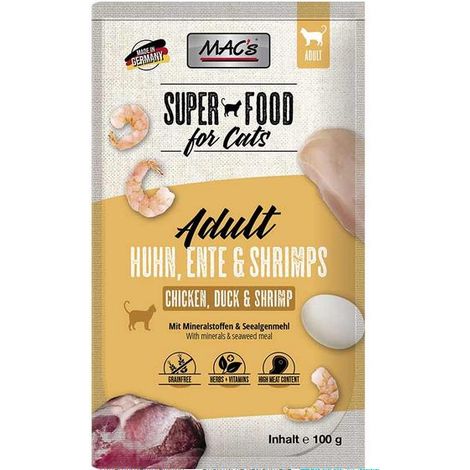 MAC's Katzenfutter  Erwachsene  100g Beutel – Huhn, Ente und Garnelen