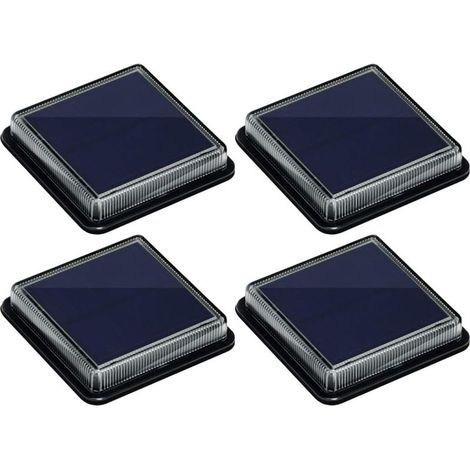 Lampe solaire de sol étanche IP68 avec allumage/extinction automatique pour jardin, escaliers, route, chemin, allée, patio, terrasse (lot de 4, blanc chaud 3000K) (1/5)