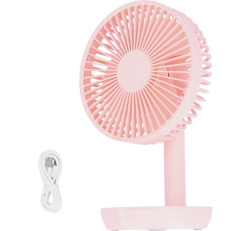 Leiser, wiederaufladbarer, oszillierender Tischventilator, USB-betrieben, für Schule oder Zuhause, rosa (1/5)