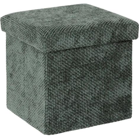 Pouf Coffre Pliable "Velvy" 31cm Vert Foncé (1/5)