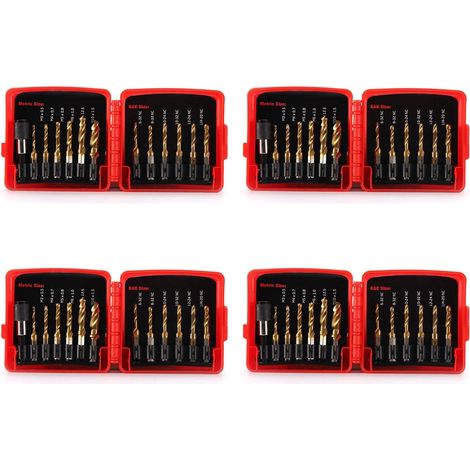 Ensemble D'Embouts de Taraudage Combiné en Titane 52 Pièces Kit D'Embouts de Taraudage SAE Et Métriques pour Perçage de Filetage Taraudage ébavurage (1/5)