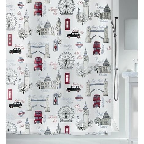 Riedeau de douche PEVA WESTMINSTER 180x200cm Motif Londres Spirella (1/2)