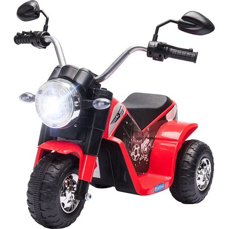 Moto électrique Enfant Chopper Tout-Terrain 6 V 20 W Marche AV AR 3 Roues Effets Lumineux et sonores Rouge Noir (1/5)
