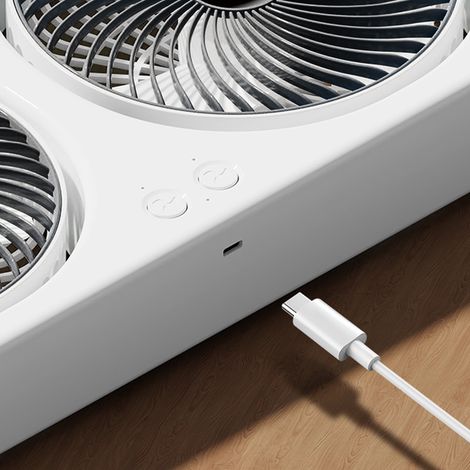 Ventilateur de table silencieux et rechargeable avec deux ports USB, circulation d'air, moteur sans balais, plusieurs vitesses, pour la maison et les résidences étudiantes, noir (1/5)