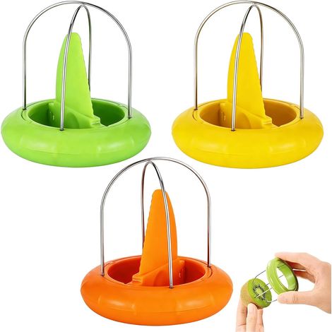 Juego de 3 peladores de kiwi con cortador de kiwi de plástico - Mini cortador de fruta y kiwi - Rebanador - Utensilio de cocina - Exfoliante (1/5)