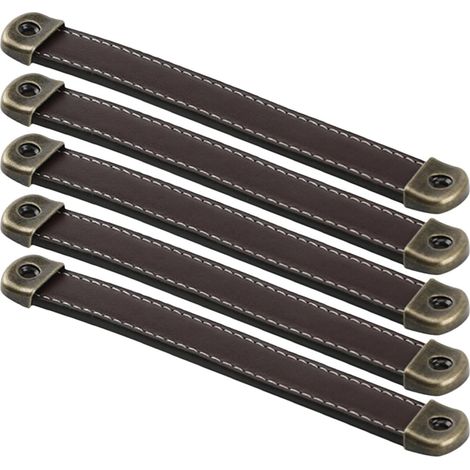 Möbelgriffe aus Leder 5 Stück Braun 160 mm Retro Griffe für