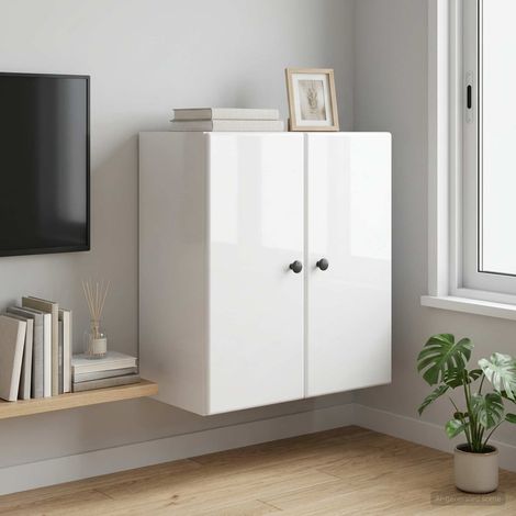vidaXL Armoire Murale Blanc brillant 59 x 31 x 60 cm Bois d'ingénierie