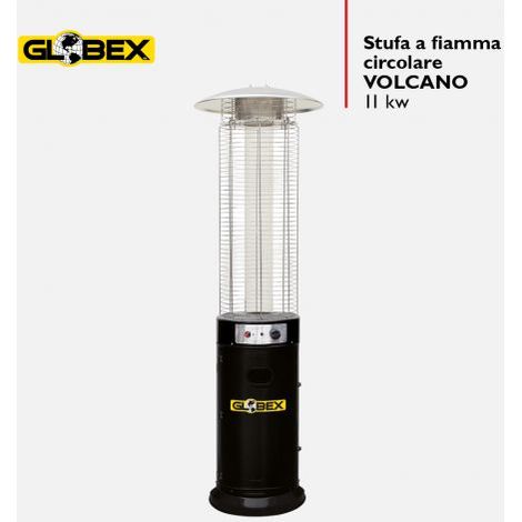 Stufa Fungo a Gas Fiamma Circolare 11kW Ø53,5xh183 cm - Volcano - nero (1/7)