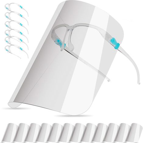 Visière de Protection,avec 12 Masques Antibuée Remplaçables et 6 Lunettes Réutilisables, Les Hommes et Les Femmes Peuvent Protéger Les Yeux et Le Visage