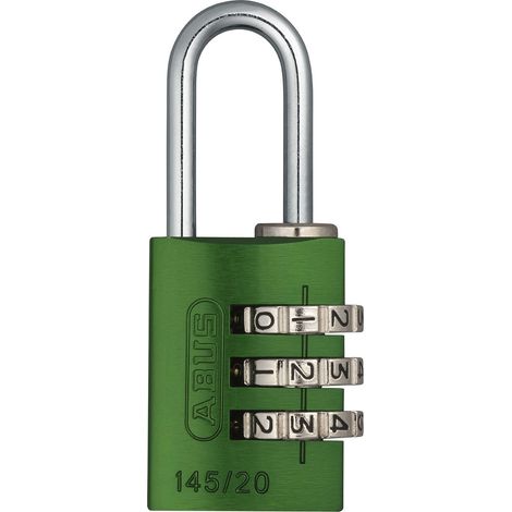 ABUS Lucchetto a combinazione 145/20 verde - Lucchetto per bagagli, armadietti e molto altro. - Lucchetto in alluminio - codice a combinazione regolabile individualmente - livello di sicurezza 3