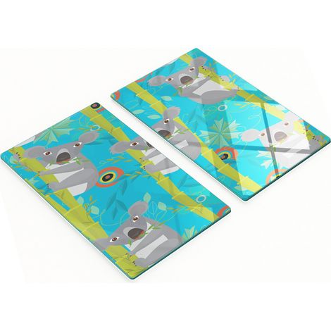 Tablas de vidrio decorativas multifuncionales para cocina con dise帽o de oso koala, 2x30x52 cm.