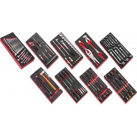 Facom – Composition de 9 modules en mousse pour servante – 139 outils pour maintenance – Adapté pour 3 tiroirs d'outils – Référence CM.90PF