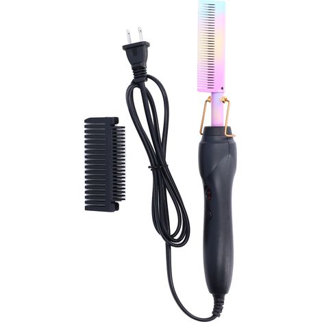 Peigne chauffant uniforme, portable, léger, anti-brûlure, chauffe rapide, réglage facile, lisseur 120 à 240V, prise US (1/5)