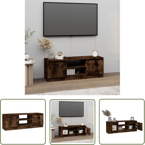 The Living Store Meuble TV avec porte Chêne fumé 102x30x36 cm - Meubles Tv - Meuble Tv Avec Portes - Armoire Tv - Meuble Salon - Rangement Tv (1/5)