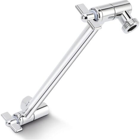 Rallonge de pommeau de douche, 25 cm, bras de douche réglable, montage sans outil, chromé, pour tous les angles de douche, raccord universel G1/2, argenté (1/5)