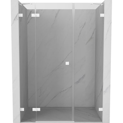 Mexen Lunar porta doccia a battente sinistra 155 cm, trasparente, bianco - 834S-155-050-20-00-L (1/5)