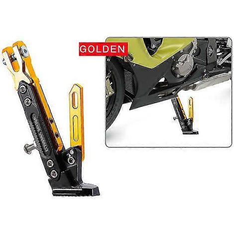 Verstellbare CNC-gefräste Motorrad-Fußstütze aus Metall, Seitenhalterung, langlebige und korrosionsbeständige Halterung, Motorradständer – Gold (1/5)