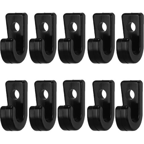Crochets en J pour kayak, lot de 10 crochets d'arrimage en nylon noir pour sandows, kayaks, canoës et barques.