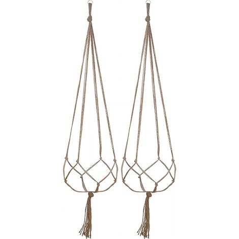 Macrame Plant Hanging Basket Set of 2 for Outdoor Indoor Balcony Ceiling Garden Plant Hanging Basket (48 in x 2) (1/5)