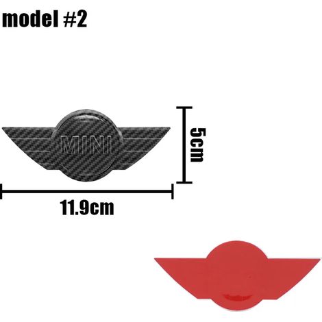 (Fibre de carbone 11,9 cm) - Autocollant logo en ABS pour capot avant et coffre arrière de voiture, compatible avec Mini Cooper R50 R53 R60 F55 F56 R56 R55 R60 (1/5)