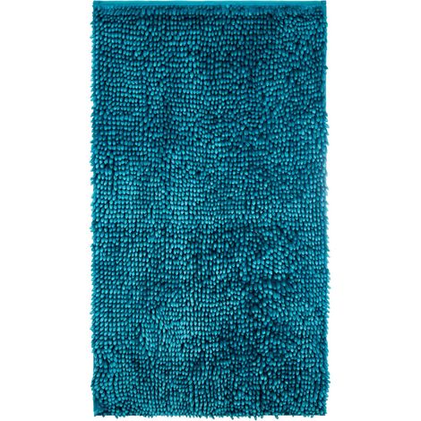 Tapis de bain en chenille de luxe env. 50 x 90 cm - Style shaggy - Bleu Enameblue (1/5)