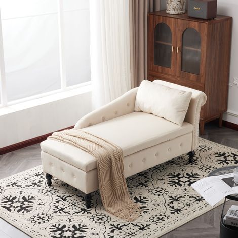 Canapé lounge moderne en velours avec rangement intégré, coussin rembourré pour salon, fauteuil à têtes de clous et capitonnage bouton, accoudoir droit, pour chambre et bureau.