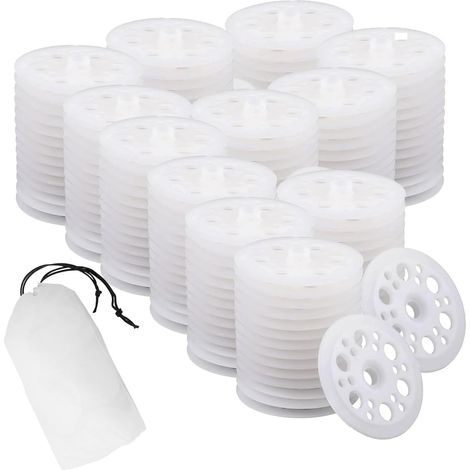 200 Pièces Rondelle Isolation 46mm Rondelles Plates en Plastique, Rondelles Plates Plastique pour la Fixation et le Support des Panneaux Isolants en Mousse (1/5)