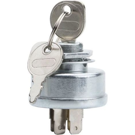 Interrupteur Allumage - 5 Broches - Pour Tracteur Tondeuse - 2 Clés - Aluminium (1/4)
