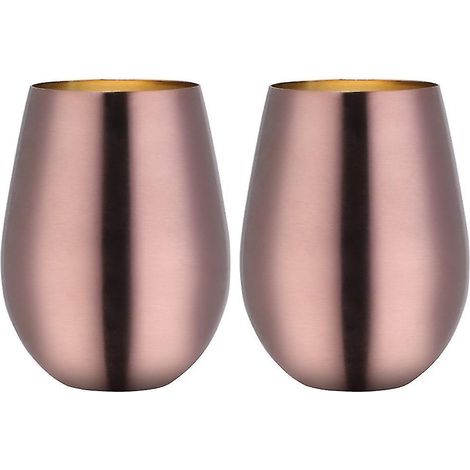 Verre à vin sans pied en acier inoxydable, cadeau idéal pour la fête des pères. Gobelet isotherme portable pour la piscine, le camping et les barbecues - Or rose (1/3)