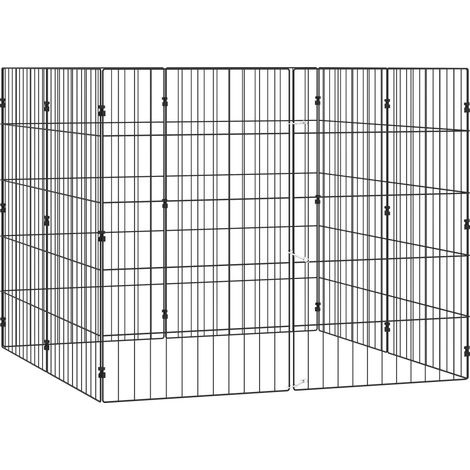 50 x 80 cm Schwarzes, erweiterbares und faltbares Hundegehege aus Metall,