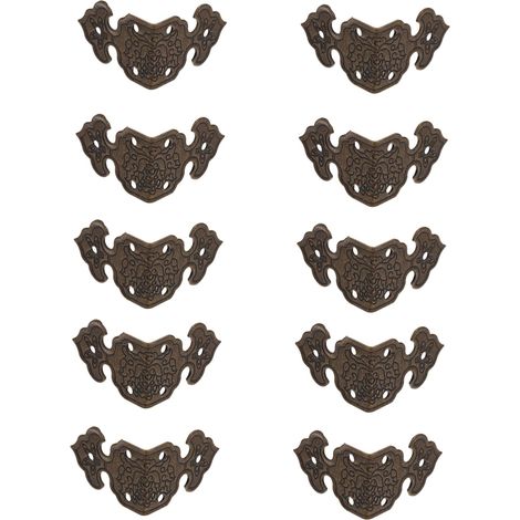 10 protège-coins décoratifs, laiton/bois, marron, pour meubles (1/5)