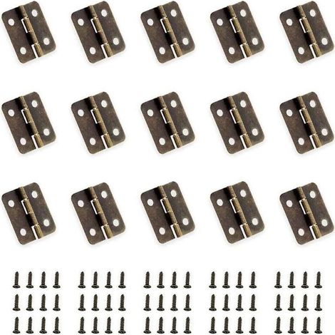 50 Mini-Scharniere in Antikbronze, Klappscharniere, DIY-Verbinder, kleine Scharniere mit 200 Ersatznägeln für Holzkisten, Schmuckkästchen, Schränke, DIY-Zubehör (1/5)