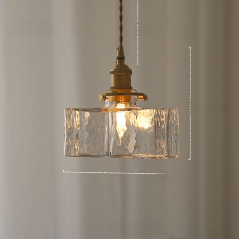 Lustre rétro japonais en verre, style scandinave simple, idéal pour une chambre d'hôtes, un chevet accessible, un restaurant créatif de luxe, une entrée de balcon, lampe en laiton (LED 4 watts, lumièr (1/5)