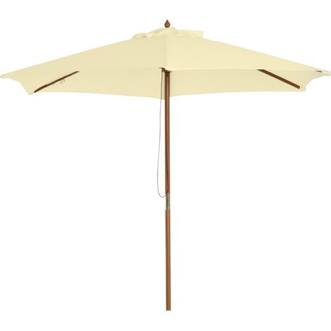 Outsunny Doppel-Sonnenschirm mit sechseckigem Dach, Ø 2,5 x 2,3 m (H), aus cremefarbenem Bambus