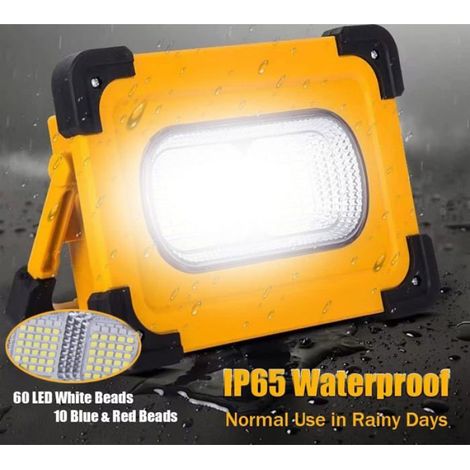 Projecteur LED 80W Rechargeable, Solaire/USB 11000mAh, 4 Modes Étanche, Chantier/Camping/Urgence (1/5)