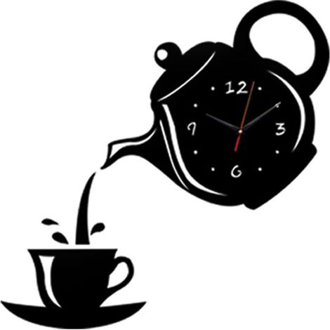 Orologio da parete 3D acrilico design tazza di caffè e caffè, decorazione, creative (1/5)