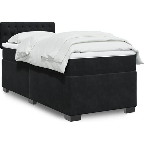 Boxspringbett mit Matratze Schwarz 100x200 cm Samt