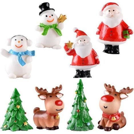 Christmas Figurines - 8 Vibrant Resin Pieces - Indoor Decor