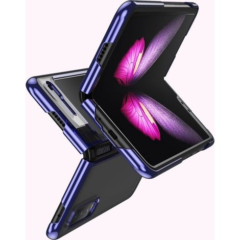 Plating Case Hartschalen-Schutzhülle mit Metallrahmen für Samsung Galaxy Fold, blau (1/5)