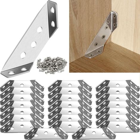 Befestigungswinkel, 24 Stück dreieckige Befestigungswinkel aus Edelstahl, robuste Winkel, dreieckige Winkelträger, Holzwinkel, zur Verstärkung und Reparatur von Möbeln und Tischen