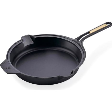 Victoria 37673 Sartén Hierro Fundido Curado Inducción 25cm, Apta Fuego, Barbacoa, Horno Cast Iron Skillet  Negro (1/5)