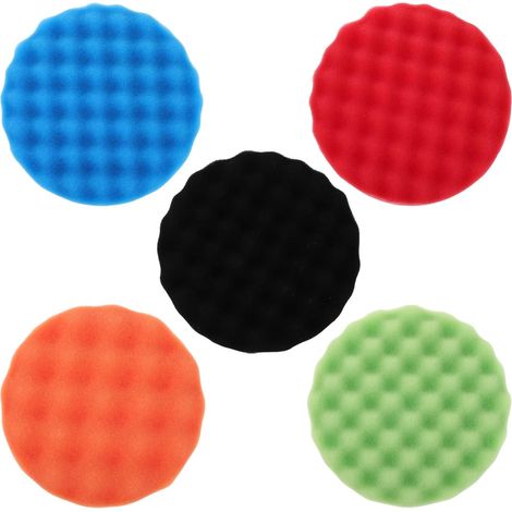5 tampons polissage ondulés 18 cm, mousse résistante, lavage/cirage/lustrage extérieur auto