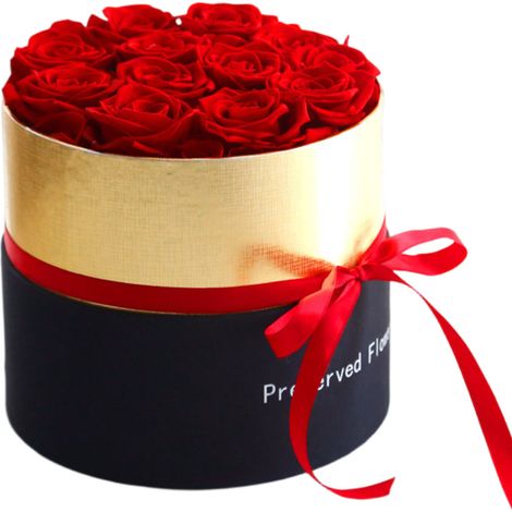Seau à câlins en forme de cœur, Fleur éternelle, produit fini, 16 roses, cadeau de fleurs pour la fête des mères ou la Saint-Valentin. (1/5)
