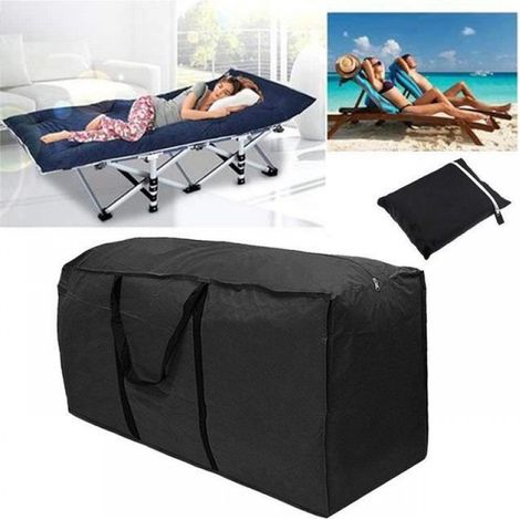 Sac De Rangement Meuble - Tissu 210D - Protection Intempéries - 122x39x55 Cm - Noir - 1 Pièce